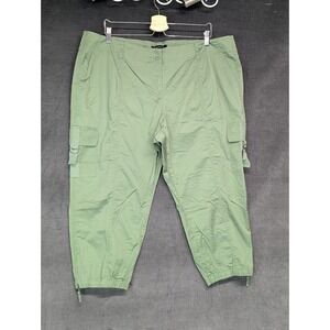 Talbots Signature Chino Pants Green Cargo Cropped Zip Ankle Plus Size 20WP